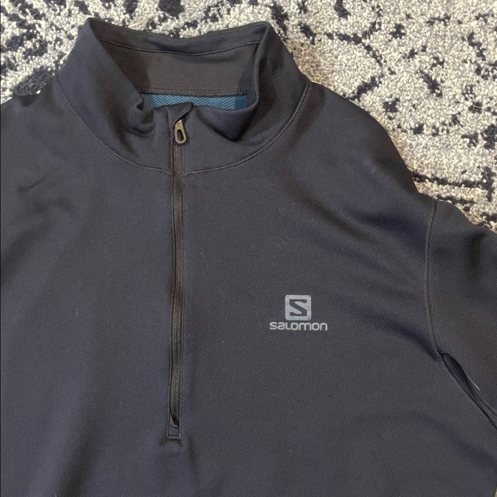 Men’s Salomon Navy Long Sleeve Half-Zip Pullover | Size Large - Picture 2 of 6